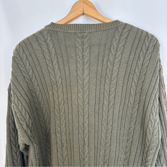Vintage Perry Ellis Chunky Cable Knit Pullover Sweater Mens XL Fisherman V-neck - Picture 10 of 12